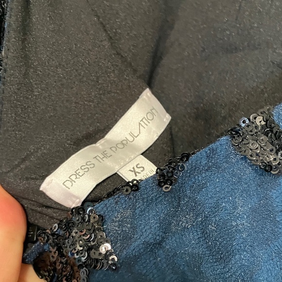 NWT Dress the Population Elegant Black and Blue Lace Sequin Dress - Picture 7 of 8